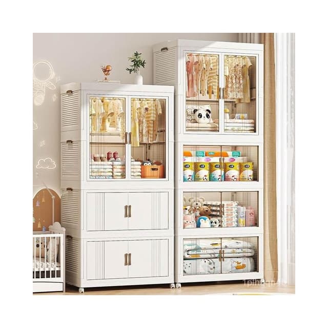 兒童衣櫃寶寶衣物收納櫃嬰兒衣櫥免安裝儲物櫃置物櫃家用臥室透明 衣櫃 衣櫥 收納櫃 置物櫃 儲物櫃