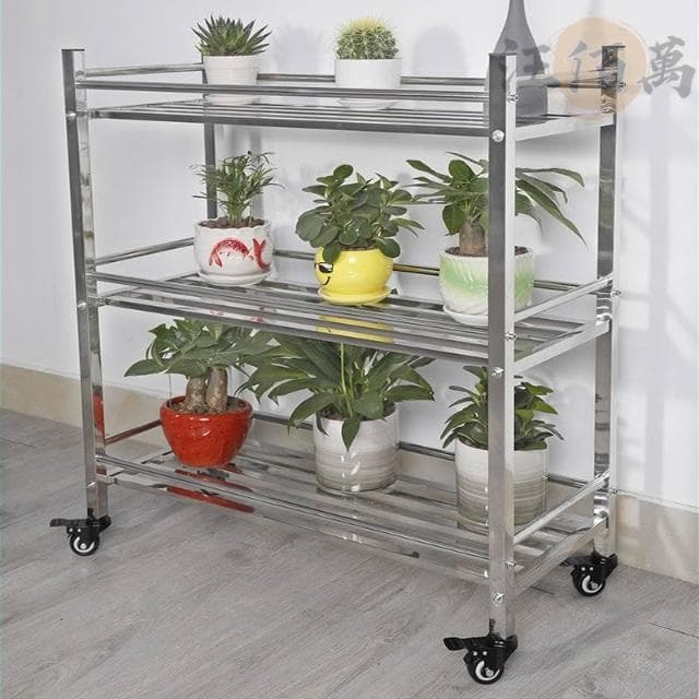 免運 不鏽鋼 花架 盆栽架 附輪 置物架 防銹防水 花盆架 可移動 園藝花架 植物架 陽台花架 花架陽臺落地式 JH3