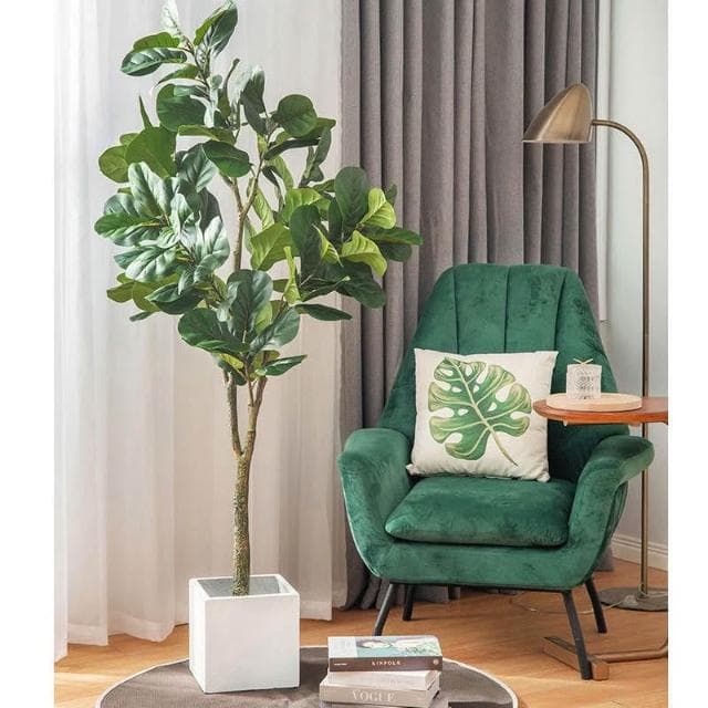 假植物琴葉榕榕樹仿真琴葉榕盆栽尤加利樹植物室內擺件綠植大盆景假花ins家居客廳裝飾