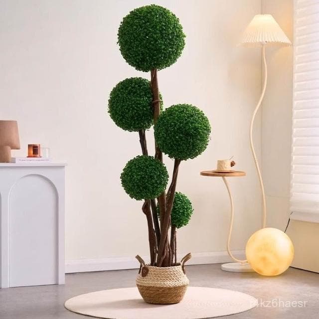 可開發票 塑料植物 仿真樹 仿真花 仿真球型植物仿生綠植盆栽高端輕奢室內客廳落地米蘭假樹擺件00