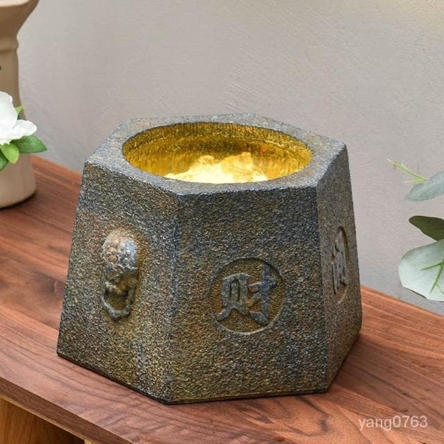流水聚寶盆 創意魚缸 仿古招財流水噴泉循環水生財固井擺件開業喬遷禮品 開業禮品 流水擺件 開店送禮 風水招財 魚缸 招財