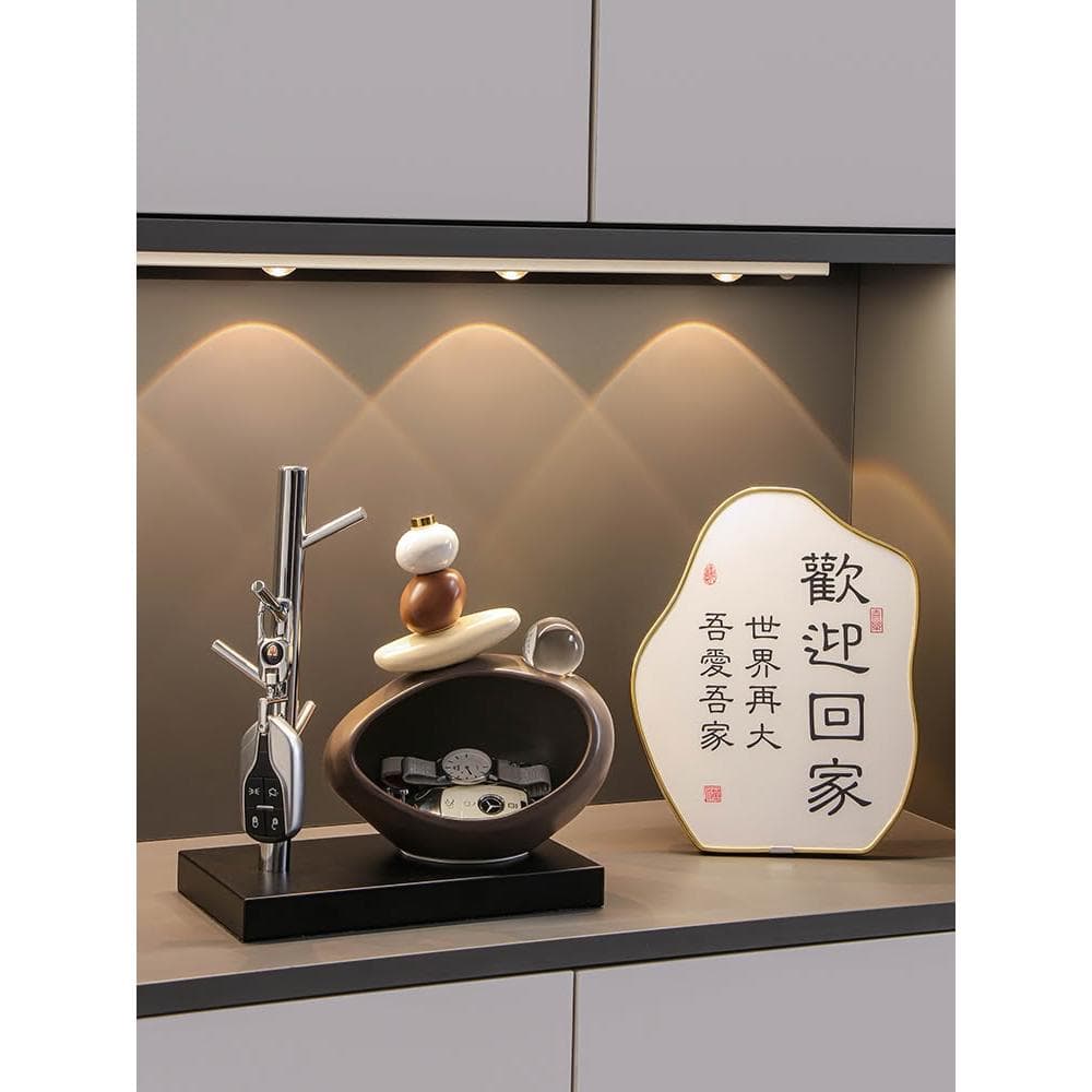 石來運轉鑰匙收納玄關擺件入戶客廳酒櫃電視櫃家居裝飾品喬遷禮物