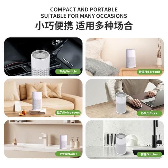 車載空氣净化器 除異味USB小型便攜式負離子桌面傢用净化器 負離子净化 智能三檔 多重净化 輕音低噪 體積小巧