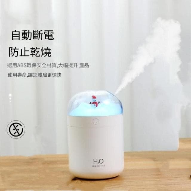 雪人加濕器 七彩燈室內防幹燒噴霧保濕器 靜音大容量凈化加濕器 聖誕節平安夜禮物 雪人加濕器 水氧機 霧化器