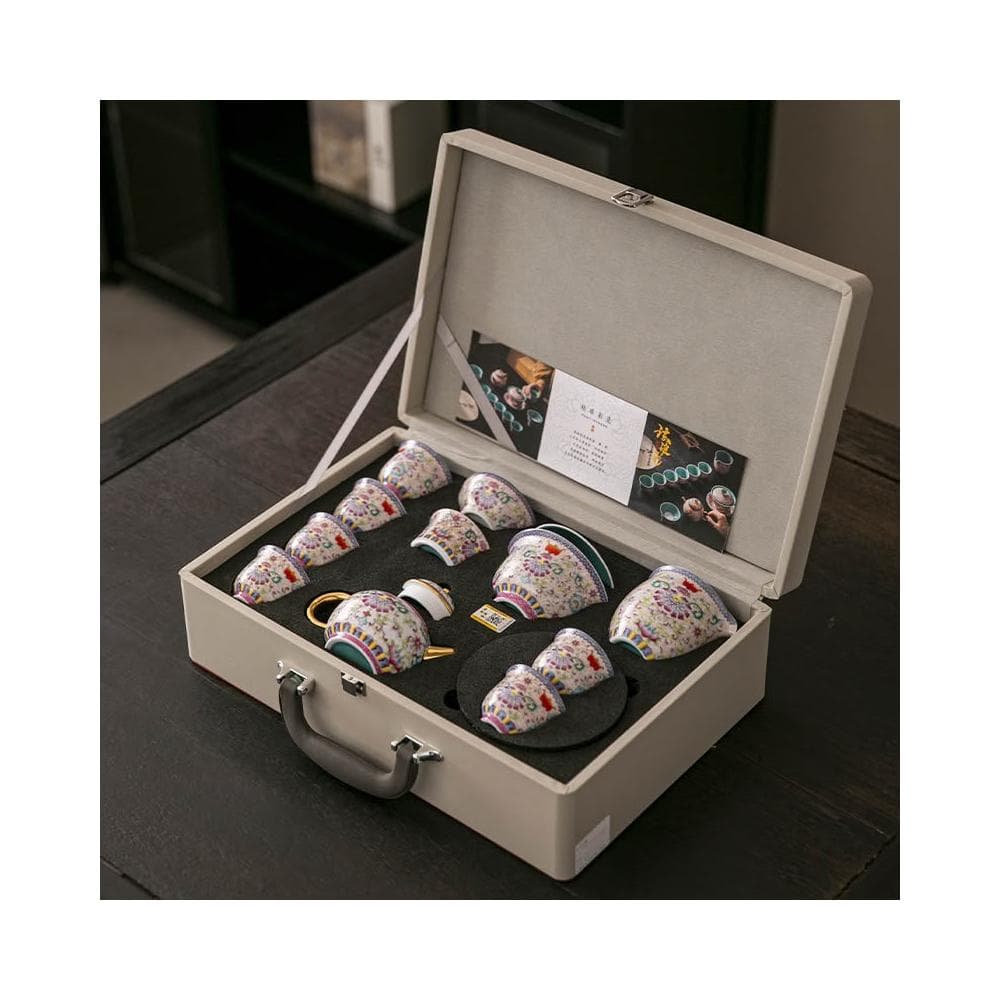 花開盛世琺瑯彩茶具套裝2024新款文創禮品送長輩領導實用生日禮物