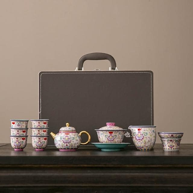花開盛世琺瑯彩茶具套裝2024新款文創禮品送長輩領導實用生日禮物