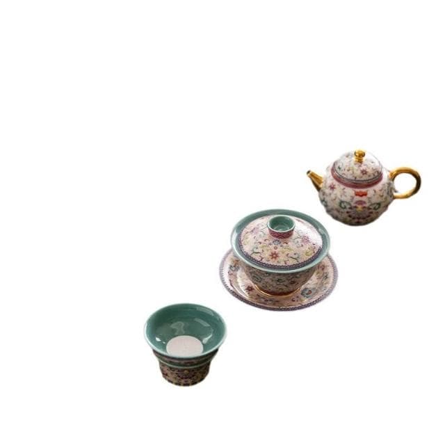 花開盛世琺瑯彩茶具套裝2024新款文創禮品送長輩領導實用生日禮物