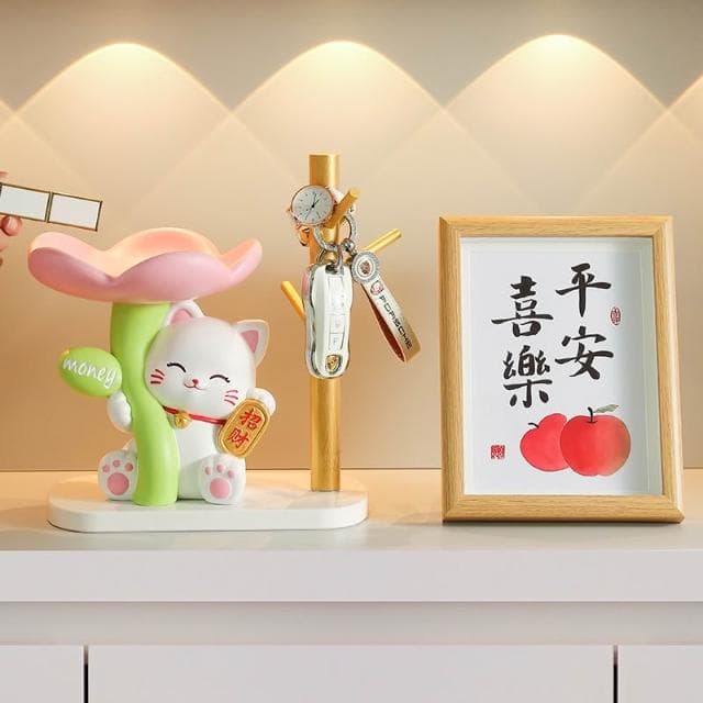 免運 招財貓鑰匙收納玄關收納居家裝飾收納擺件開業禮物客廳裝飾客廳擺設辦公桌書房裝飾交換禮物
