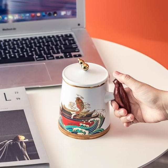 陶瓷泡茶杯茶水分離杯帶蓋辦公杯過濾馬克杯生日禮物伴手禮品