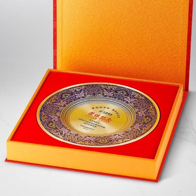 光荣退休纪念品摆件定制高档实用创意老师职工感谢礼物景泰蓝铜盘