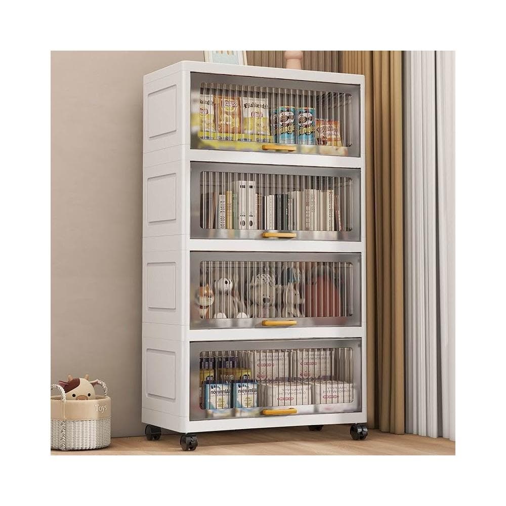 塑料收納櫃子家用廚房多層翻蓋式置物架客廳嬰幼兒衣服玩具儲物櫃