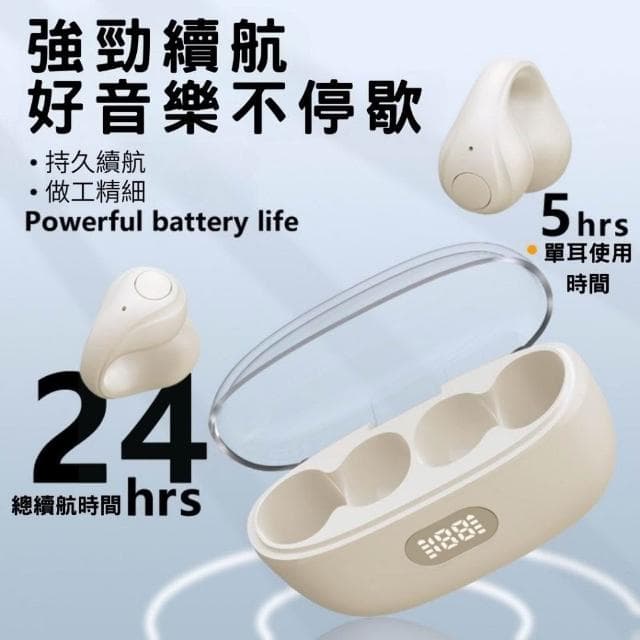台灣出貨 無線藍芽耳機 白色 耳夾式 藍芽無線耳機 骨傳導式 大電量 立體聲道耳機 無線藍牙耳機 聽歌 遊戲耳機 降噪 長續航