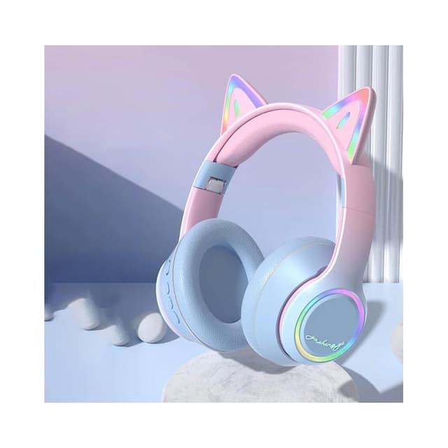 台灣出貨 降噪耳罩無線藍芽耳機 頭戴式降噪耳機 電光貓耳耳罩耳機 RGB燈效 耳罩式藍牙耳機 頭戴式耳機 重低音耳機 藍芽無線耳機