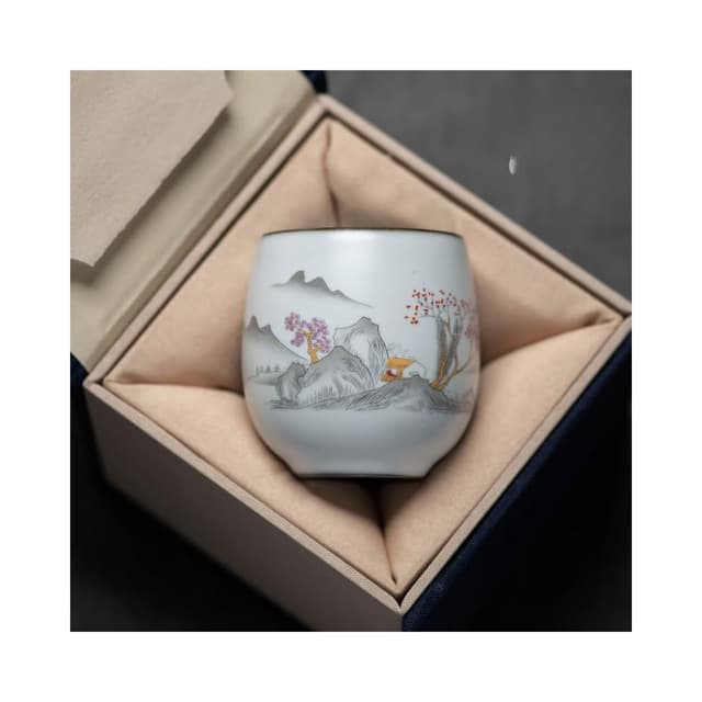 陶瓷茶杯景德鎮月白汝窯品茗杯開片主人單杯汝瓷中式功夫茶具茶盞