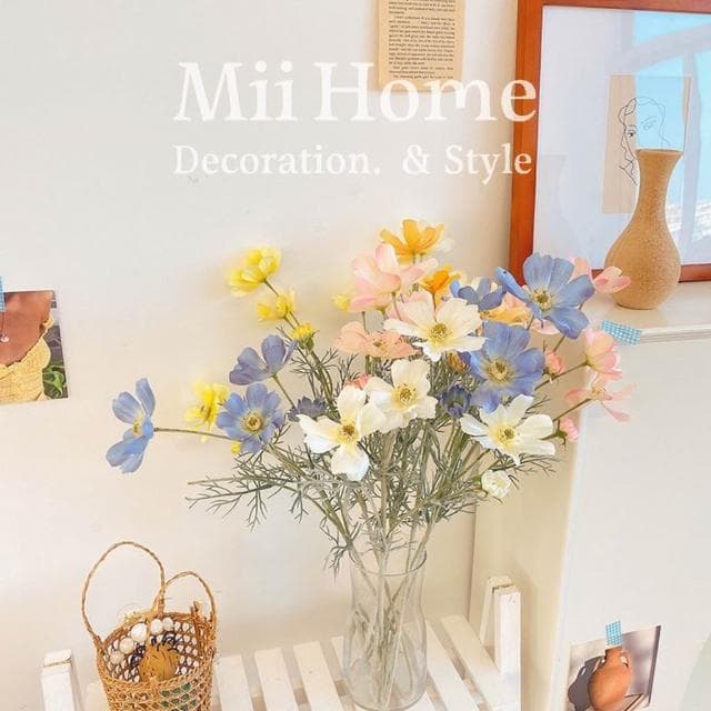 Mii厝邊  韓系波斯菊小菊花仿真花 小菊花假花 拍照道具 佈置 居家擺設仿真花禮物情人節花束拍照佈置假花花瓶