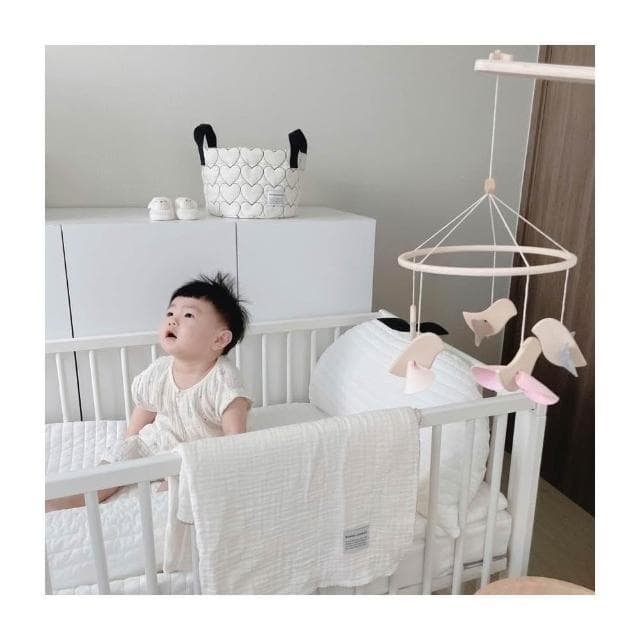 寶寶尿布收納籃(嬰兒衣物尿片收納/床邊收納/純棉/刺綉/收納籃/收納筐/收納盒)