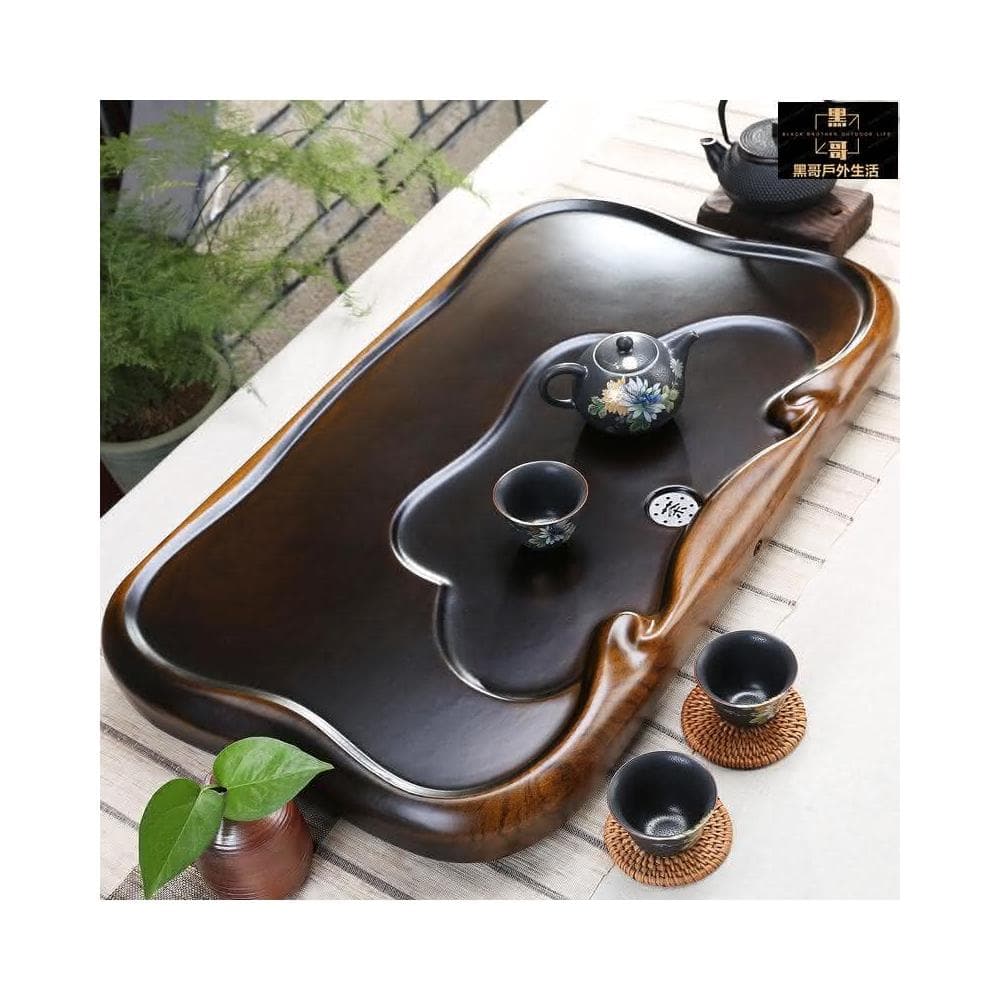 黑檀木茶盤 泡茶盤 茶台 茶托 茶盤 茶台 茶具 茶臺 茶具組 實木功夫茶具套裝 大小號黑檀木長方形茶臺 茶海 茶托盤