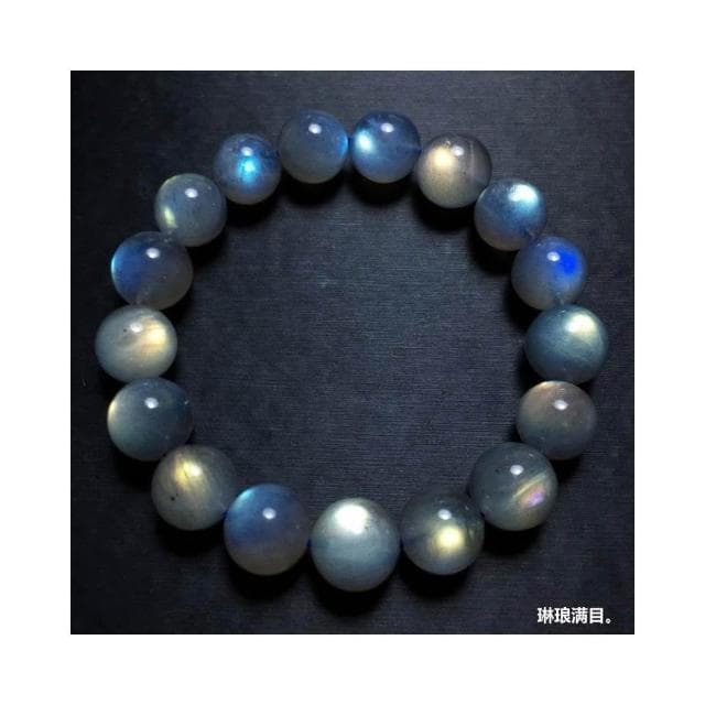 免運天然冰灰月光手鍊拉長石手鍊手串強光全藍光彩光月光石水晶飾品