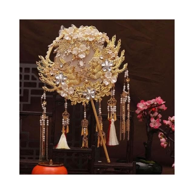 婚禮禮物 雙色雙面新娘中式婚禮團扇 喜扇 手工diy 成品結婚送朋友送閨蜜婚慶禮物
