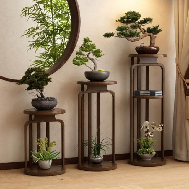 GUJIA顧家 花架 實木花架 植物架 盆栽架 聚寶盆架 裝飾架 藝品架 花盆架 復古雕花檯面 穩固厚實底座