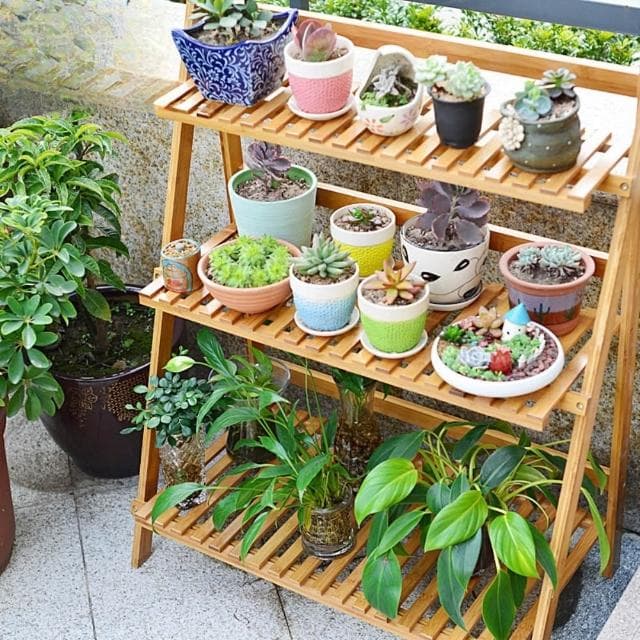 GUJIA顧家 花架 盆栽架 植物架 陽臺花架 楠竹多層折疊花架 多肉植物架 花盆架 可折疊 加粗加厚 送園藝三件套