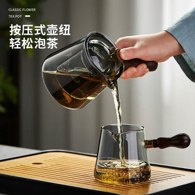 四季風家居 玻璃茶具組家用茶盤辦公室客廳喝茶會客功夫茶杯高級耐熱泡茶壺