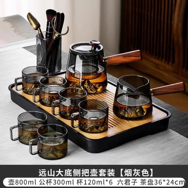 四季風家居 玻璃茶具組家用茶盤辦公室客廳喝茶會客功夫茶杯高級耐熱泡茶壺