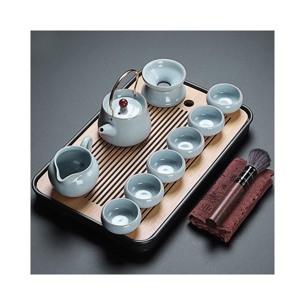 四季風家居 功夫茶具茶盤套裝家用高檔輕奢陶瓷汝窯茶壺茶杯辦公室會客
