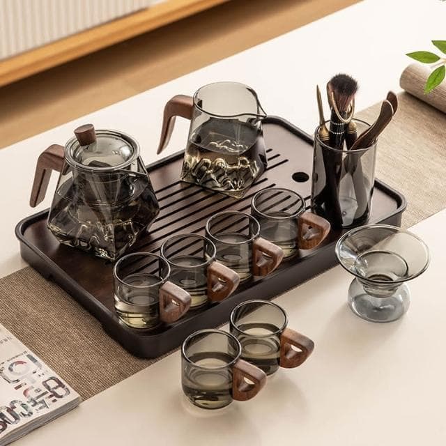四季風家居 玻璃茶具組家用客廳泡茶壺茶盤辦公室會客喝茶防燙茶杯