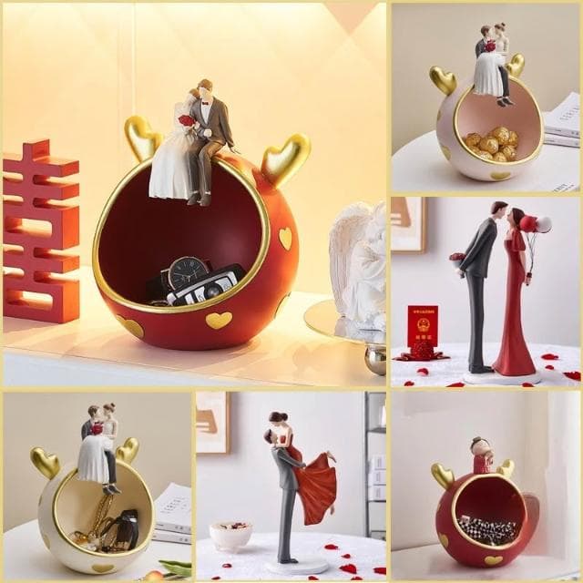 免運 收納擺件 擺件 玄關收納 婚房裝飾品 結婚禮物 喜慶  茶幾擺件 桌面收納 生日禮物 桌面擺件 圓形OH256