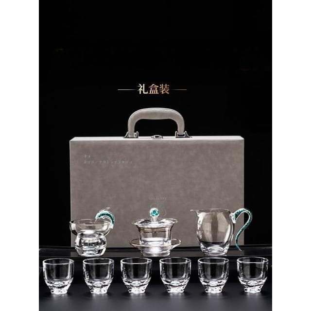 玻璃蓋碗功夫茶具套裝新款輕奢高檔泡茶家用辦公室禮盒送長輩