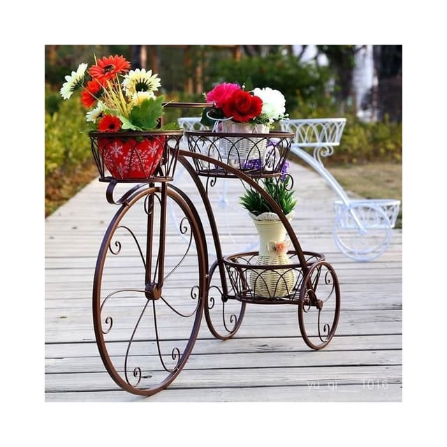 免運#歐式花架鐵藝自行車吊籃陽臺單車多層室內落地花盆架多肉綠蘿戶外多肉植物架 戶外花架 陽臺花架 盆栽架 花盆架