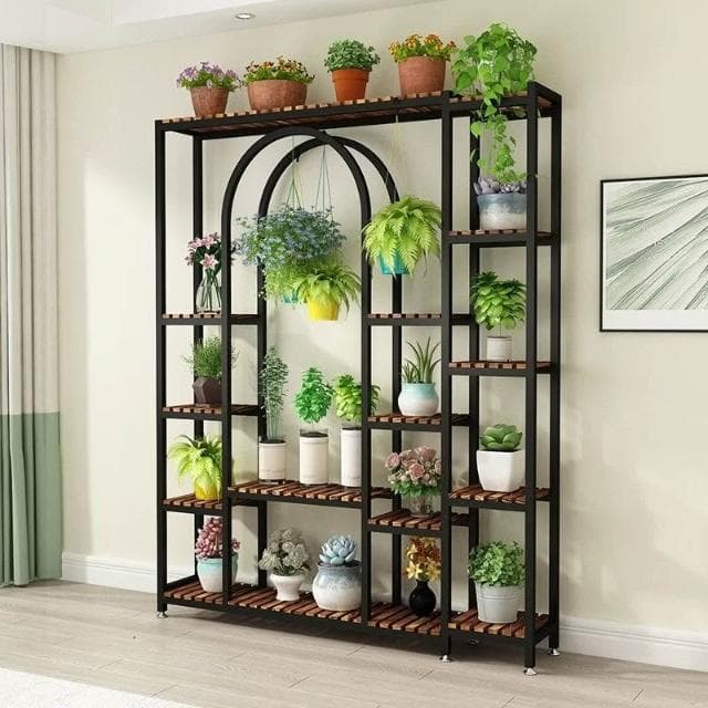 花架 花盆架 盆栽架 落地式花盆架 多層陽台置物架 鐵藝室內花盆架 綠蘿多肉植物架 實木置物架