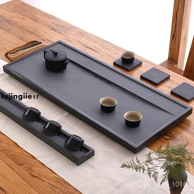 熱銷 烏金石茶盤#石茶盤#茶盤#茶托整塊烏金石頭茶盤傢用簡約小號茶臺功夫茶具托盤現代創意石材茶海