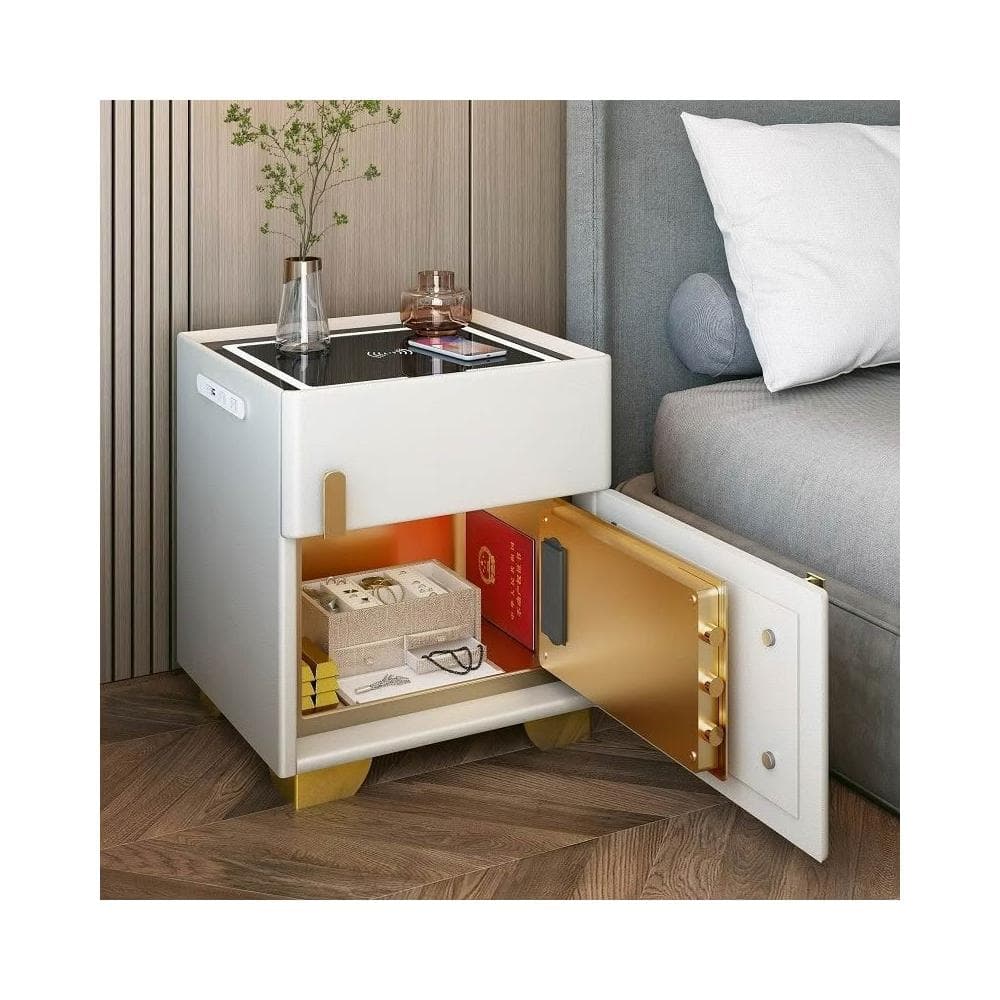 免運可開票  整裝出貨 智能床頭櫃 多功能床頭櫃 床邊櫃 隱形家用一體保險箱 無綫充電 藍牙音響 密碼鎖櫃