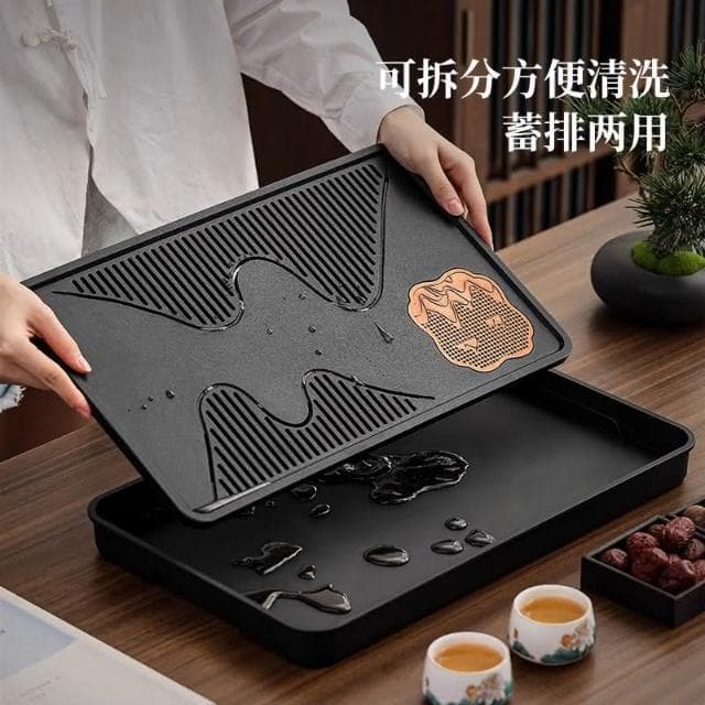 小型茶盤 家用茶托盤 2025新款客廳高檔仿烏金石茶海茶具幹泡小茶臺