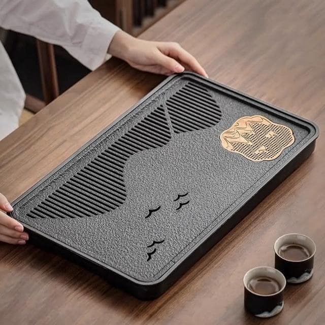 小型茶盤 家用茶托盤 2025新款客廳高檔仿烏金石茶海茶具幹泡小茶臺