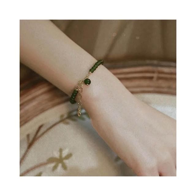 【開運堂】「綠籬」天然綠玉髓手鍊女款顯白復古綠葡萄手串 開運堂