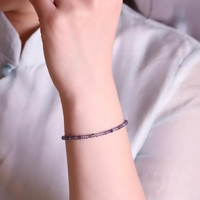 【開運堂】天然水晶手鍊 切面堇青石極細水晶手串 復古手飾批發交換禮物