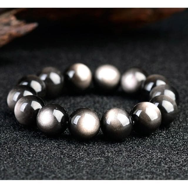 【開運堂】現貨  銀曜石 招財避邪防小人天然手鍊男女款手串銀眼黑曜石