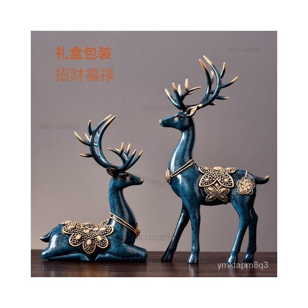 💚歐式傢居擺件 裝飾品擺件 玄關擺件 擺飾 酒櫃擺件 鹿擺件 樹脂鹿擺件 招財福祿擺件 電視櫃擺件 喬遷禮品 入厝禮物A