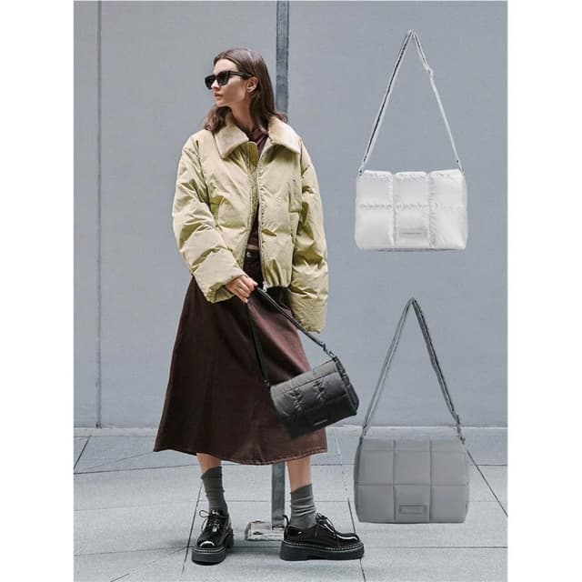 Charles & Keith 尼龍小包 銀/灰/黑 小ck