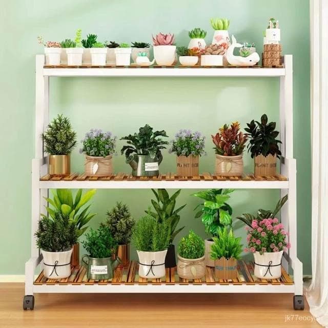 『熱賣』可移動花架 陽台花架 花盆架 楠竹多層花架 盆栽架 多肉植物架 展示架 層架置物架