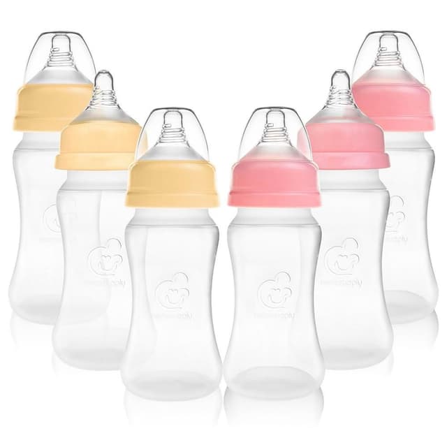 Nenesupply 寬口奶瓶 矽膠奶瓶 防脹氣250ml(2色) 3入 附慢流量S號奶嘴 適用1~3個月寶寶