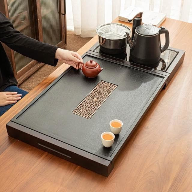 全自動茶盤高檔家用仿烏金石茶臺一體茶具套裝燒水實木盤功夫茶榕
