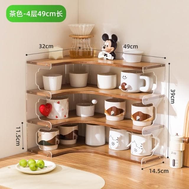 杯子收納置物架桌面轉角水杯架茶具茶杯整理架咖啡角餐邊櫃杯架子