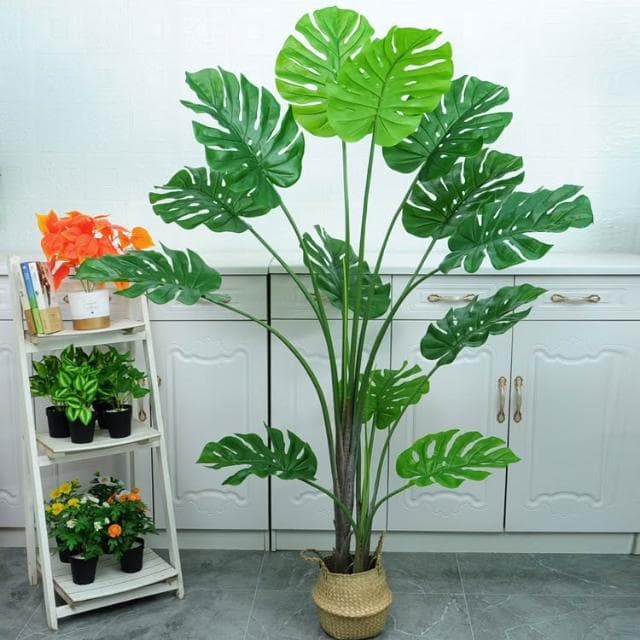 仿真龜背竹大型落地綠植盆栽客廳家居辦公室裝飾假植物仿真盆景擺