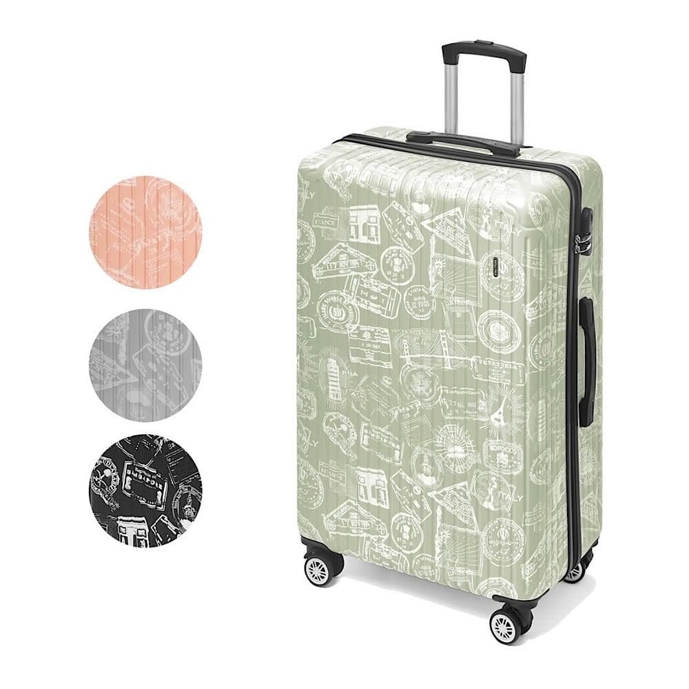 【ROYAL POLO】28吋防刮硬殼行李箱 漫遊記ABS拉鍊硬殼箱 磨砂霧面 世界郵票圖騰