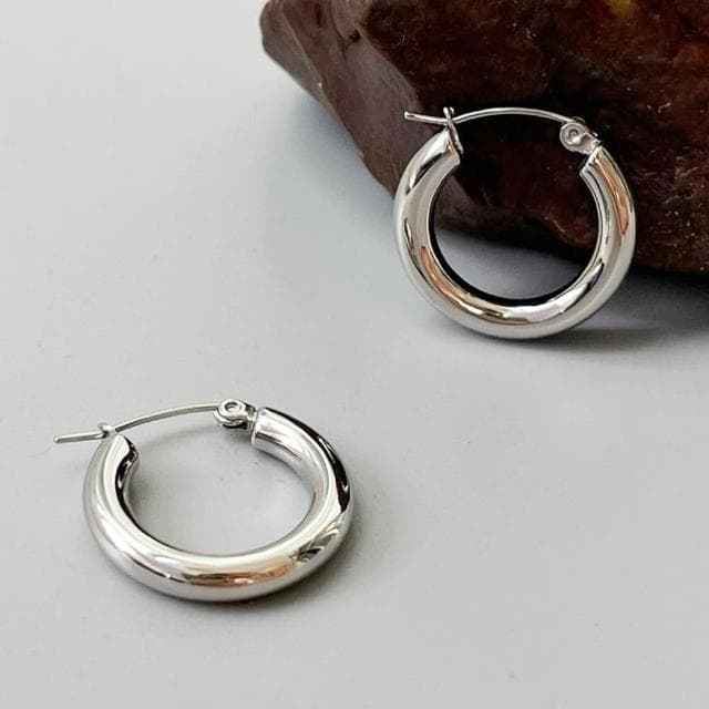 【EMMA SUE】耳環 法式耳環 圈圈耳環 素圈 耳圈 百搭 配飾 飾品 耳夾 抗過敏 氣質耳環 復古耳環 送女生