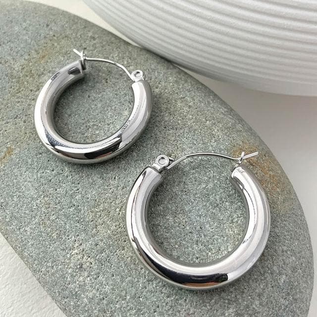 【EMMA SUE】耳環 法式耳環 圈圈耳環 素圈 耳圈 百搭 配飾 飾品 耳夾 抗過敏 氣質耳環 復古耳環 送女生